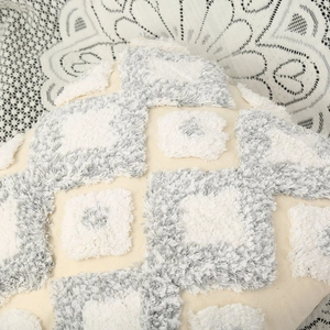 Tufted geometric boho throw pillow with beige cotton canvas for sofa home decor