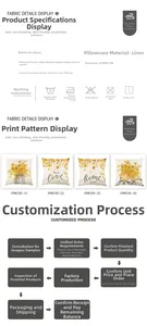 Detail view of 45x45cm autumn sunflower pillow covers with digital floral printing