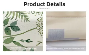 Gros plan sur l'imprimé feuille nordique en polyester avec détails de couture précis