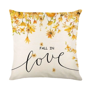 Fall floral pillow cover with Fall In Love print for autumn home sofa decor