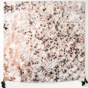 Retro graffiti cotton linen scarf with hand-painted floral pattern and elegant tassels