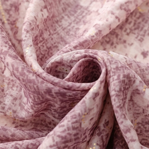 Vintage lavender silk scarf with purple mosaic patterns and luxury gold foil detailing
