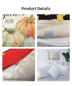 Detail view of pumpkin prints, reinforced stitching, invisible zipper and vacuum packaging