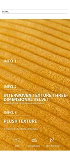 Close-up of yellow corduroy pillowcase fabric showing soft striped texture and thick material