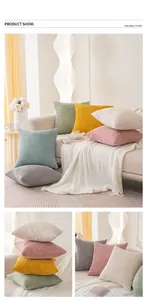 Detailed view of soft corduroy pillow covers showing thick ribbed texture and various colors