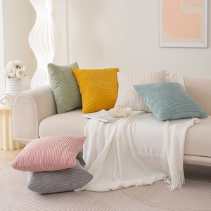 Minimalist corduroy throw pillow covers in various colors for living room sofa decoration