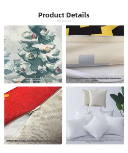 Detail view of Christmas tree pillow cover featuring invisible zipper and fine stitching