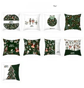 Detail view of nine Christmas pillowcase patterns featuring nutcrackers and ornaments