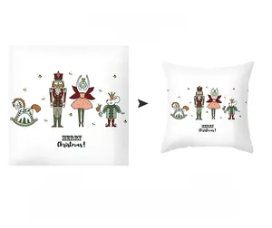 Detail of Christmas Nutcracker and ballet girl digital print on polyester cushion cover