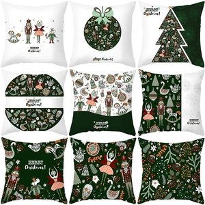 Nutcracker Christmas Throw Pillow Covers Peach Skin Polyester Square Cushion Case Festive Home Decor For Sofa Couch Living Room