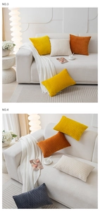 Detail showing wavy pleated texture of Nordic velvet cushion covers in multiple colors