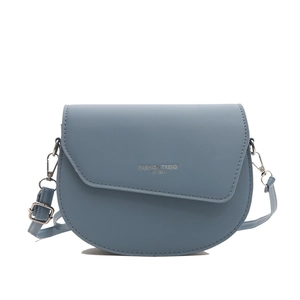 Sacoche selle bleue en cuir de style français avec bandoulière et boucle en argent