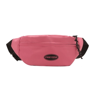Marsupio sportivo rosa in tessuto Oxford impermeabile con logo e tracolla nera