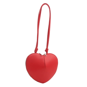Sac bandoulière rouge en forme de cœur avec fermeture éclair et bandoulière longue