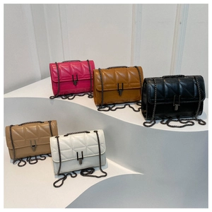 Quilted chain shoulder bags with H-shaped lock in pink, brown, black, beige and white