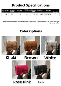 Detailed dimensions and multi-color options for the quilted chain crossbody bag