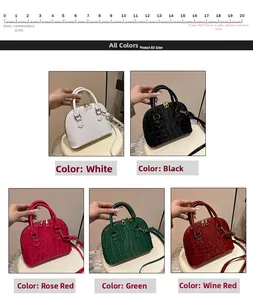 Detailed size comparison of crocodile pattern shell bags with scale and removable strap