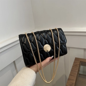 Sac Bandoulière Matelassé Mode Pour Femmes Cuir PU Matelassé Petit Sac Carré Avec Bandoulière Chaîne Dorée Boucle Métal