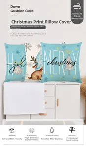 Detailed Christmas pillow covers showing digital print quality and festive holiday patterns