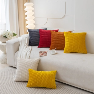 Nordic Dutch Velvet Solid Color Pleated Wave Texture Decorative Throw Pillow Cover For Living Room Sofa Cushion Case