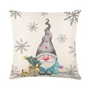 Christmas gnome throw pillow cover with snowflake and tree pattern for sofa decor