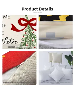 Détails de la housse de coussin de Noël avec impression numérique et fermeture éclair