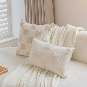 Nordic cream tufted throw pillows in square and rectangle shapes for sofa decor