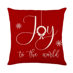 Housse de coussin de Noël rouge avec imprimé Joy to the world et motifs de flocons