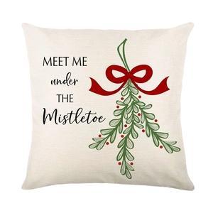 Housse de coussin de Noël avec motif de gui et texte Meet Me Under The Mistletoe