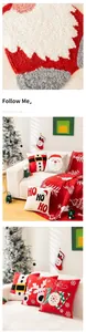 Vista detallada del bordado 3D en fundas de cojines navideños para decoración festiva