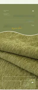 Close-up of olive green chenille fabric showing thick 3D wheat ear weaving texture