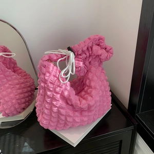 Popcorn Texture Shoulder Bag Bubble Pleated Nylon Large Capacity Casual Hobo Tote Armpit Bag For Women