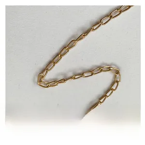 Close-up of a polished gold oval link chain strap for a Chinese style shell bag