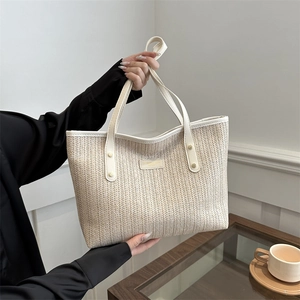 Woven Straw Tote Bag Large Capacity Casual Beach Handbag Shoulder Purse Versatile Fashion For Women