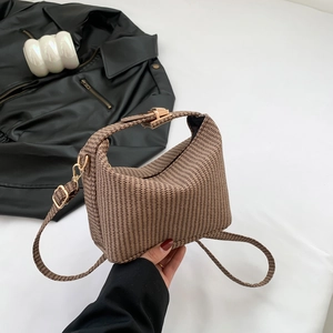 Damen Mode Gewebte Textur PU Leder Handtasche Minimalistische Kleine Quadratische Schultertasche Umhängetasche Goldene Schnalle Alltag