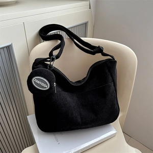Women Corduroy Tote Bag Large Capacity Korean Style Shoulder Bag With Mini Round Coin Purse Casual Hobo Underarm Handbag