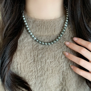 Handmade Gradient Artificial Pearl Beaded Necklace With Copper Clasp Elegant Minimalist Jewelry For Women