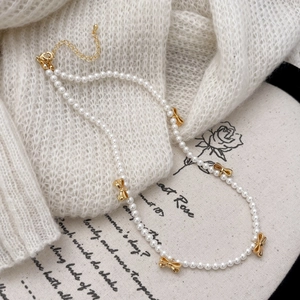 Elegante Collana Di Künstliche Perle Con Fiocco Ciondolo In Lega Girocollo Künstliche Perle Sintetiche Gioielli Stile Francese Vintage Per Donna
