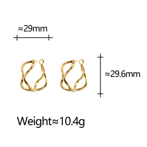 Size specifications of twisted gold hoop earrings with dimensions and weight details