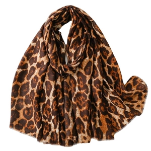 Fashionable leopard print scarf for women featuring a lightweight soft texture in brown