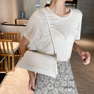 Chic white crocodile embossed shoulder bag for women with minimalist flap design