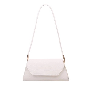 Chic off-white crocodile embossed crossbody bag with gold hardware and slim strap