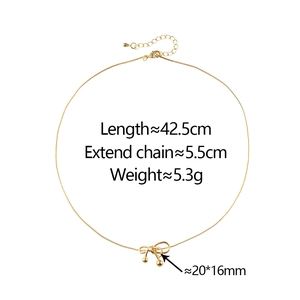 Detailed specs of bow pendant necklace with 42.5cm chain and 5.5cm extension link