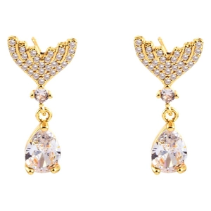 Boucles d'oreilles queue de sirène dorées avec pendentifs gouttes en zircon brillant