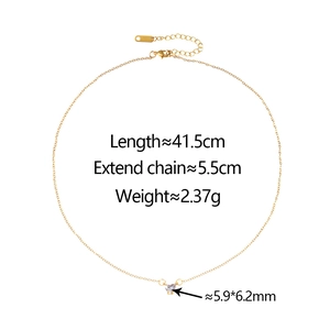 Detail view of gold heart necklace with dimensions 41.5cm length and zircon pendant size