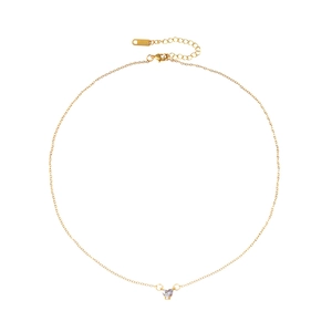 Minimalist gold heart pendant necklace featuring a sparkling blue cubic zirconia gemstone