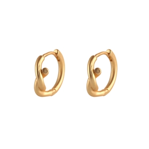 Minimalist gold knotted huggie hoop earrings with matte finish and seamless clasp