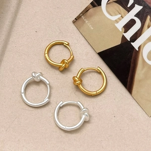 Matte Knotted Hoop Earrings With 925 Sterling Silver Earring Post Minimalist French Geometric Jewelry For Women