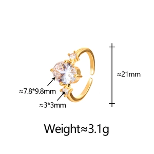 Detailed size chart showing an oval zircon ring with exact dimensions and weight data