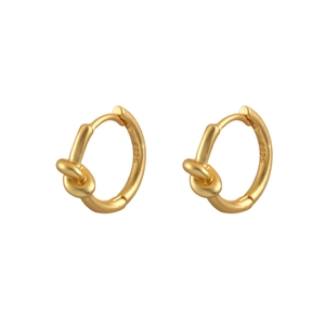 Elegant gold knotted huggie hoop earrings with matte finish and S925 silver stamp
